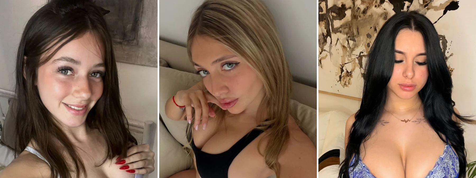 Three-panel photo collage of Valentina, Sara, and Mercedez